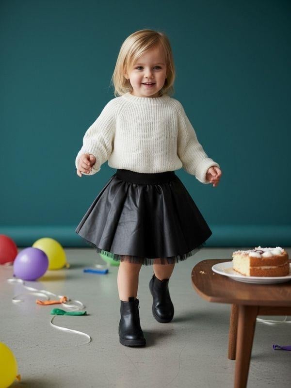 Kız Bebek Deri Kloş Etek