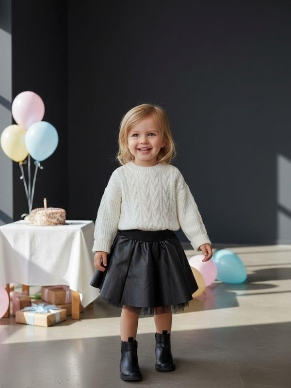 Kız Bebek Deri Kloş Etek