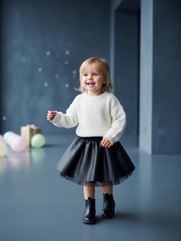 Kız Bebek Deri Kloş Etek