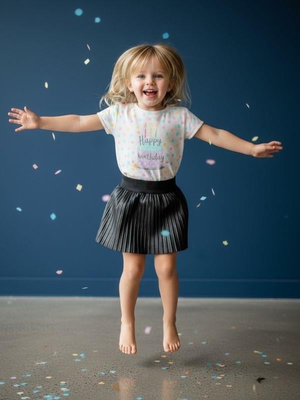 Kız Bebek Dokulu Deri  Etek