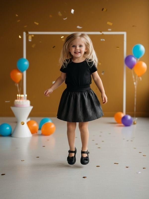 Kız Bebek Dokulu Deri  Etek