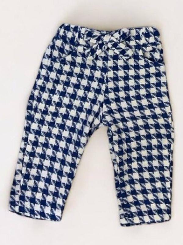 Kız Bebek Dokuma Kazayağı Desenli Ceketli Pantolon Takım