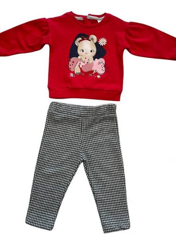 Kız Bebek Ekose Pantolonlu Takım