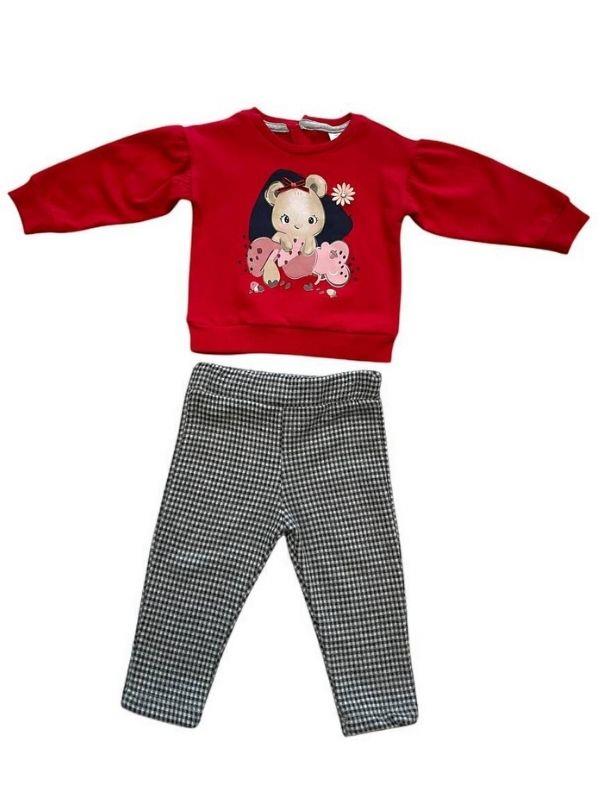 Kız Bebek Ekose Pantolonlu Takım
