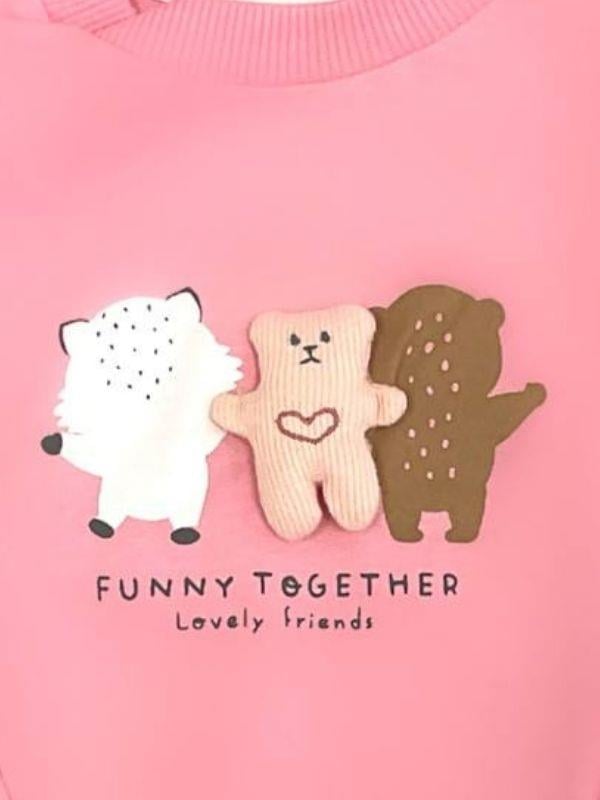 Kız Bebek Funny Together Ayıcık Baskılı Sweatshirt