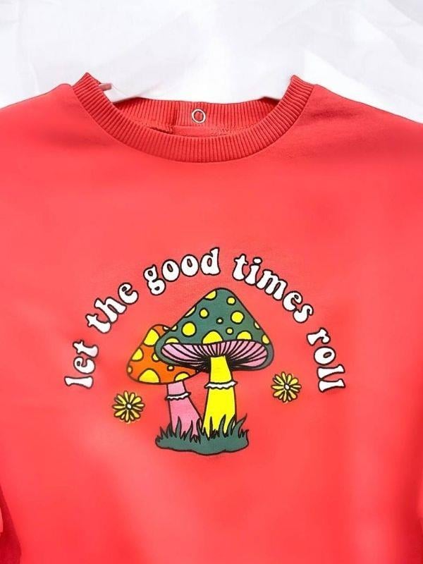 Kız Bebek Good Times Yazılı Mantar Baskılı Sweat