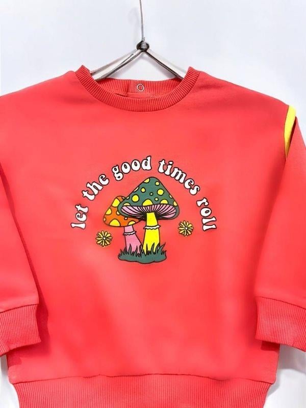 Kız Bebek Good Times Yazılı Mantar Baskılı Sweat
