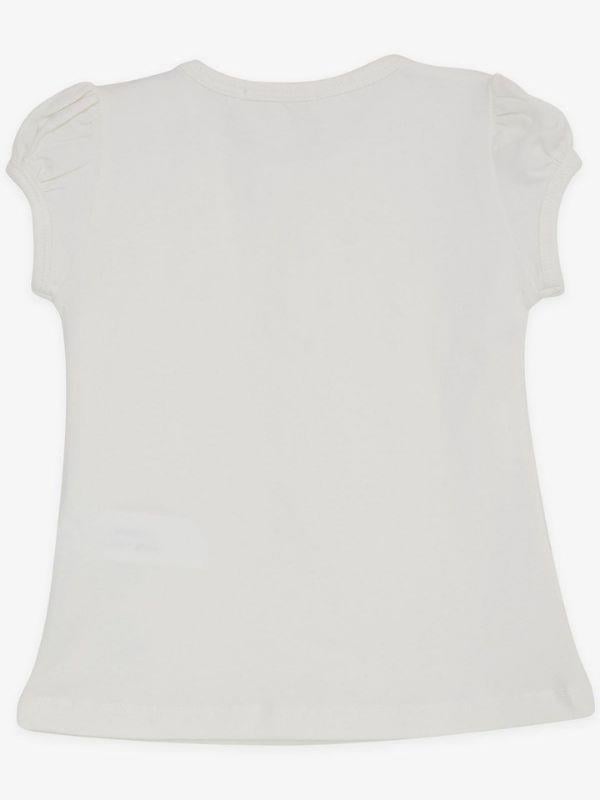 Kız Bebek Güpür Dantel Yaka Detaylı Pamuklu Tshirt