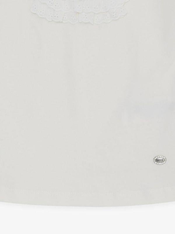 Kız Bebek Güpür Dantel Yaka Detaylı Pamuklu Tshirt
