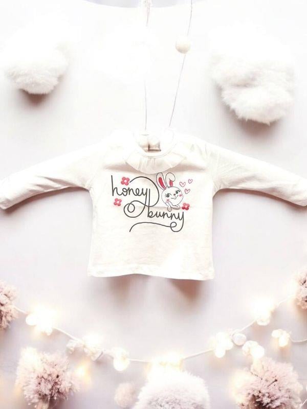 Kız Bebek Honey Bunny Baskılı İnce Uzun Kollu Bluz