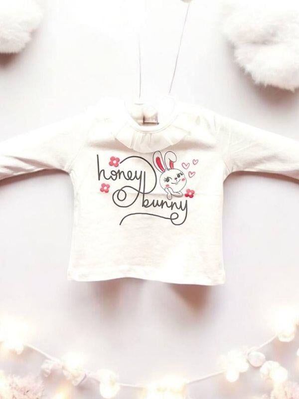 Kız Bebek Honey Bunny Baskılı İnce Uzun Kollu Bluz