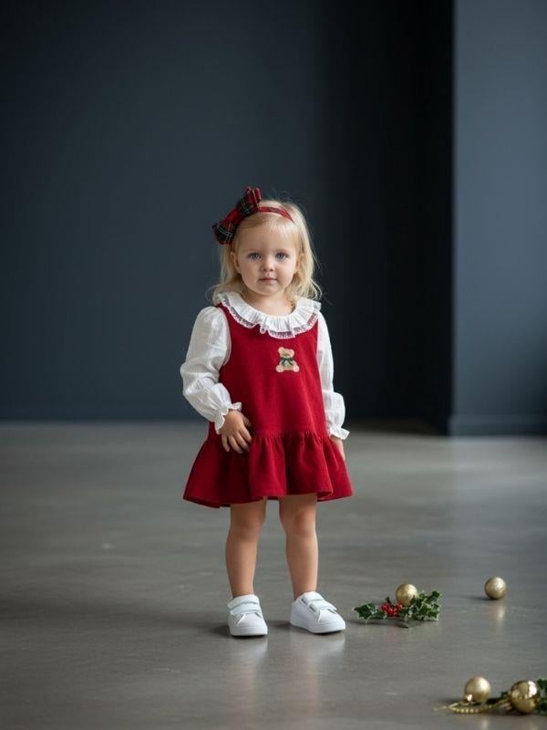 Kız Bebek Kadife Jile ve Bluzlu Takım