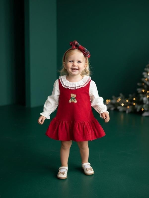 Kız Bebek Kadife Jile ve Bluzlu Takım