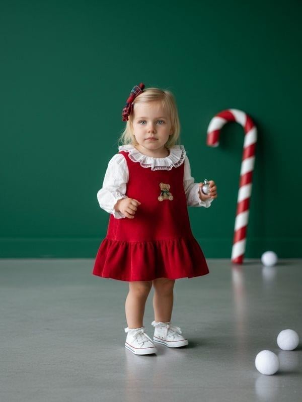 Kız Bebek Kadife Jile ve Bluzlu Takım