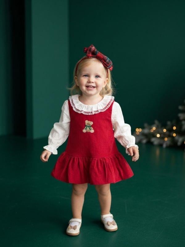 Kız Bebek Kadife Jile ve Bluzlu Takım