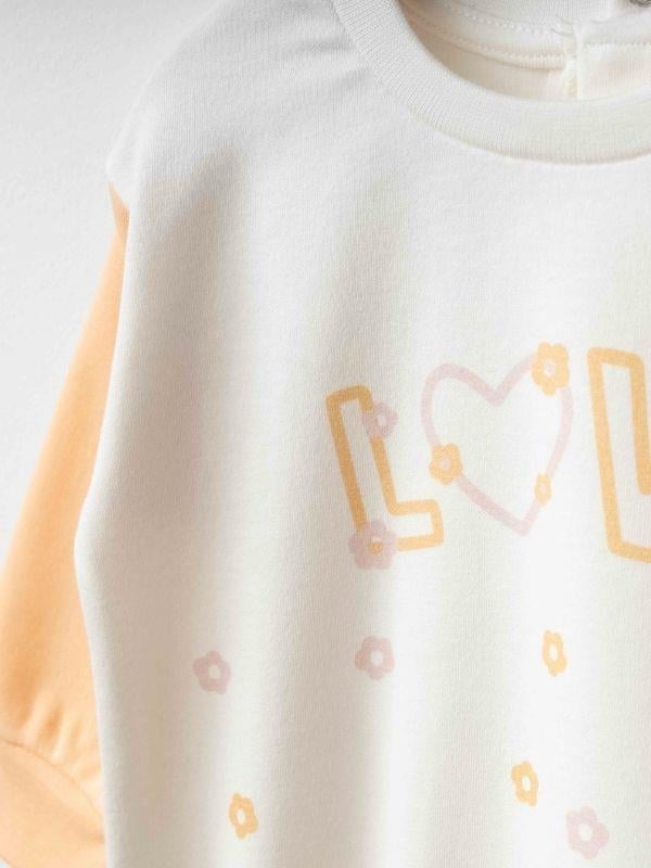 Kız Bebek Kalp Desenli Love Yazılı Organik Eşofman Takım
