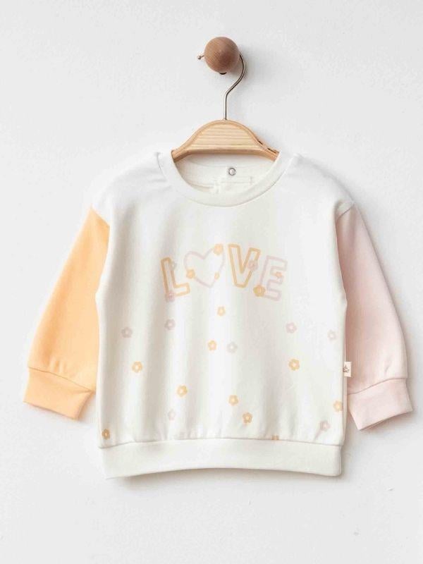 Kız Bebek Kalp Desenli Love Yazılı Organik Eşofman Takım