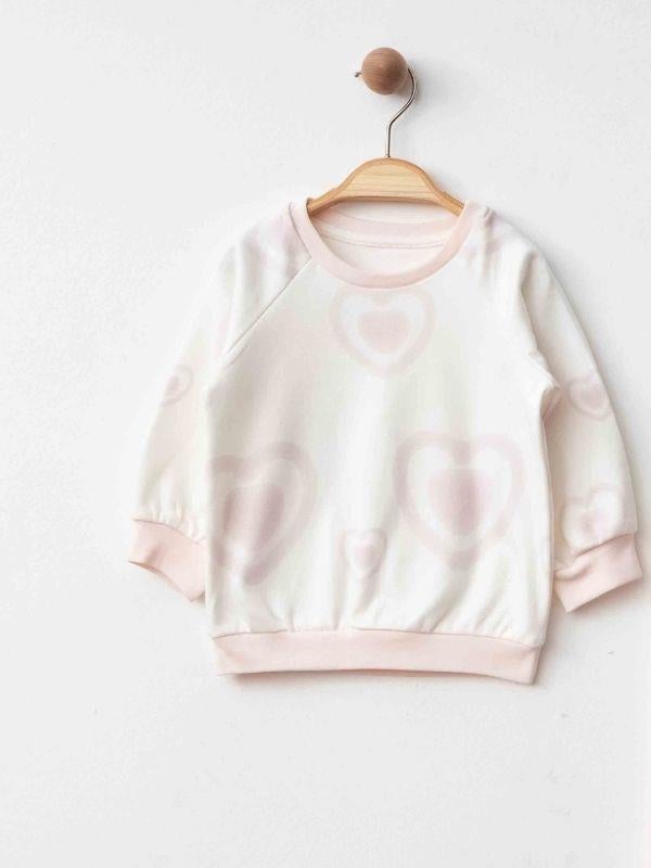 Kız Bebek Kalp Desenli Organik Eşofman Takım