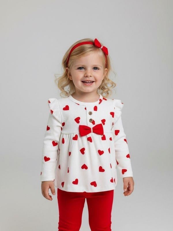 Kız Bebek Kalp Desenli Taytlı Takım