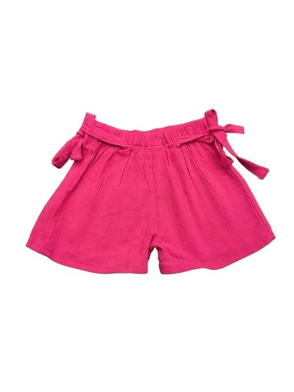 Kız Bebek Kalpli T-shirt  Keten Şortlu Takım