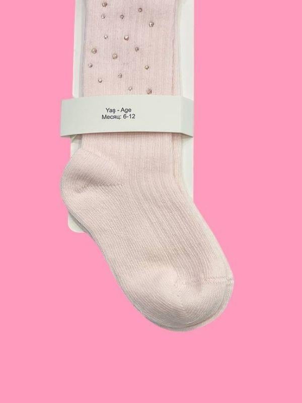 Kız Bebek Kalpli Taşlı Diz Altı Pamuklu Çorap