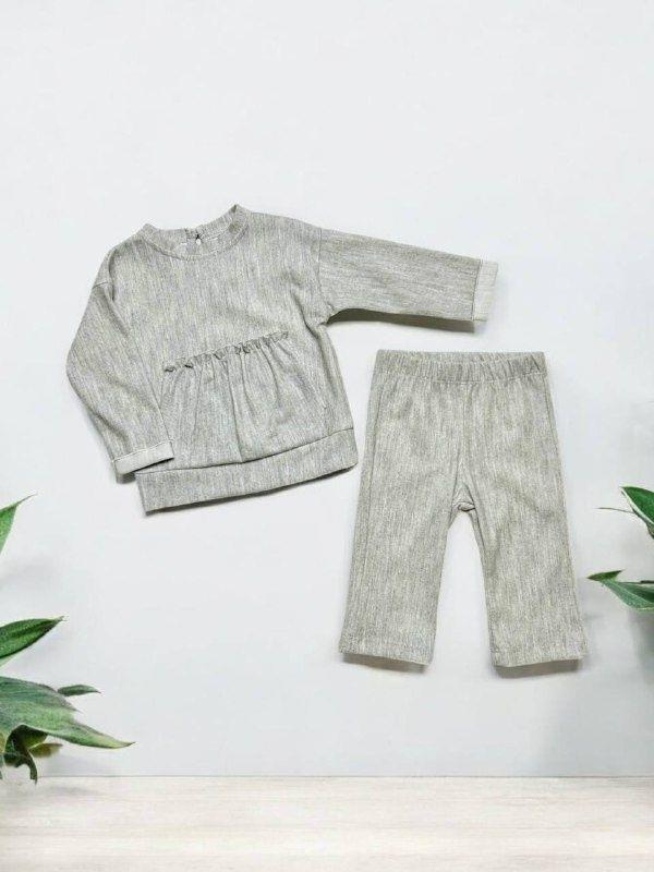 Kız Bebek Kanguru Cep Detaylı Pantolonlu Takım