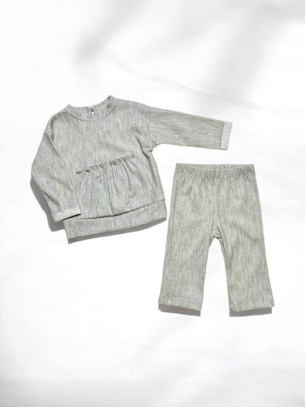 Kız Bebek Kanguru Cep Detaylı Pantolonlu Takım