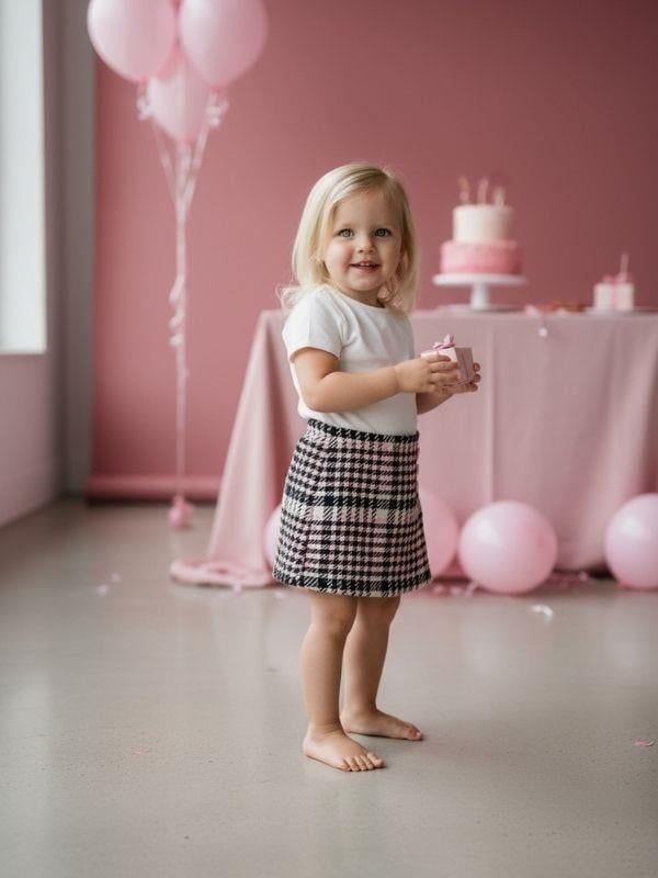 Kız Bebek Kazayağı Desenli Şort Etek