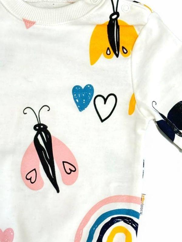 Kız Bebek Kelebek Desenli Pamuklu Eşofman Takım