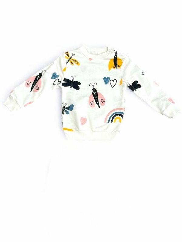 Kız Bebek Kelebek Desenli Pamuklu Eşofman Takım