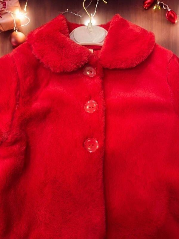 Kız Bebek Kırmızı Peluş Mont