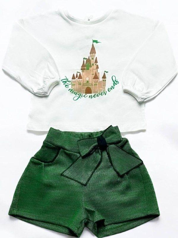 Kız Bebek Magic Never Yazılı Şortlu Takım