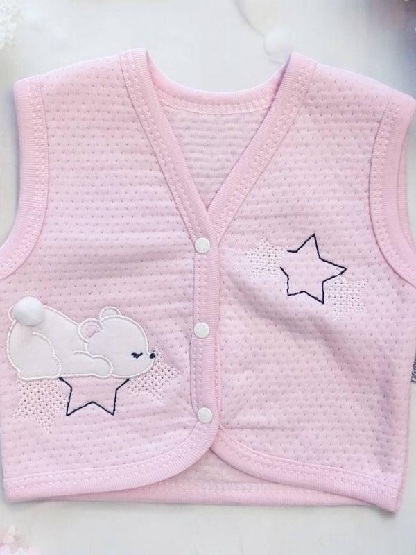 Kız Bebek Mevsimlik Yıldız İşlemeli Yelek