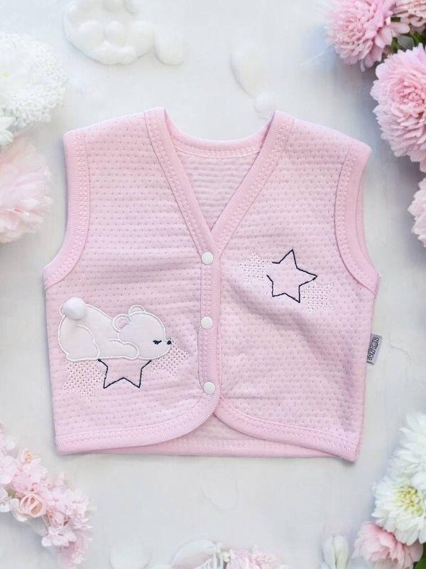 Kız Bebek Mevsimlik Yıldız İşlemeli Yelek