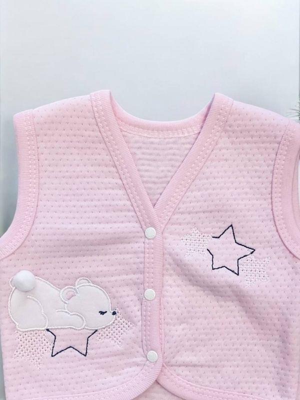 Kız Bebek Mevsimlik Yıldız İşlemeli Yelek