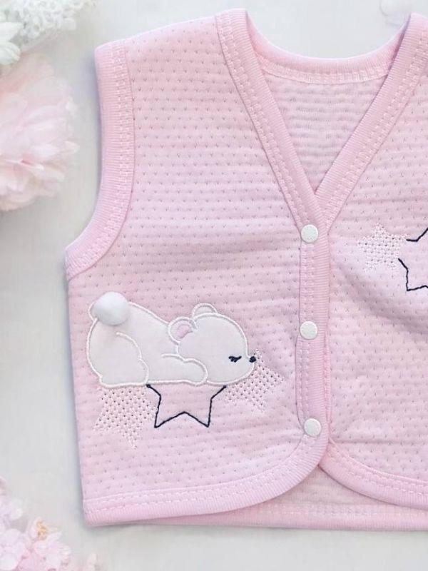 Kız Bebek Mevsimlik Yıldız İşlemeli Yelek