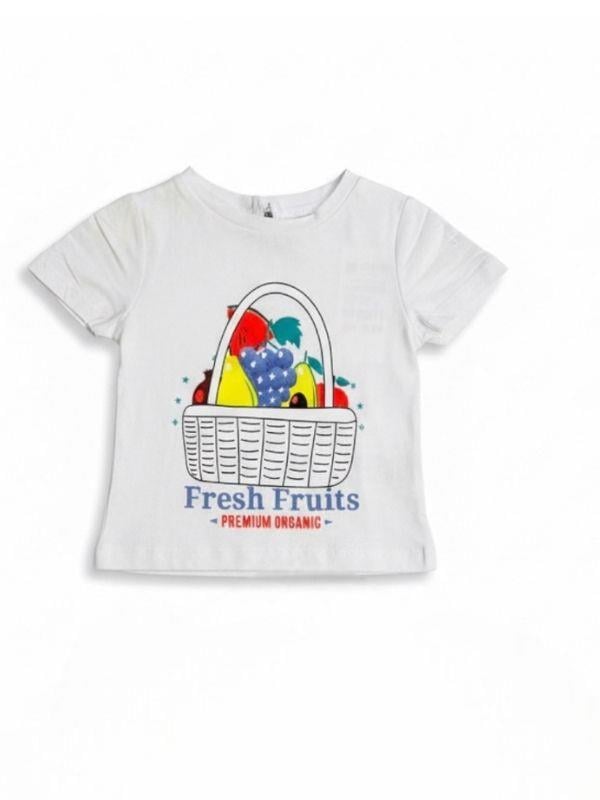 Kız Bebek Meyve Desenli Beli Lastikli Şort Takım