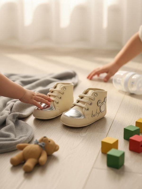 Kız Bebek Mickey Desenli Spor Ayakkabı Görünümlü Patik