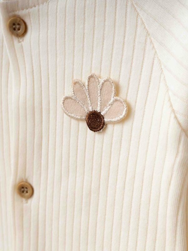 Kız Bebek Organik Pamuklu Çiçek Nakışlı Tulum Şapka Takım