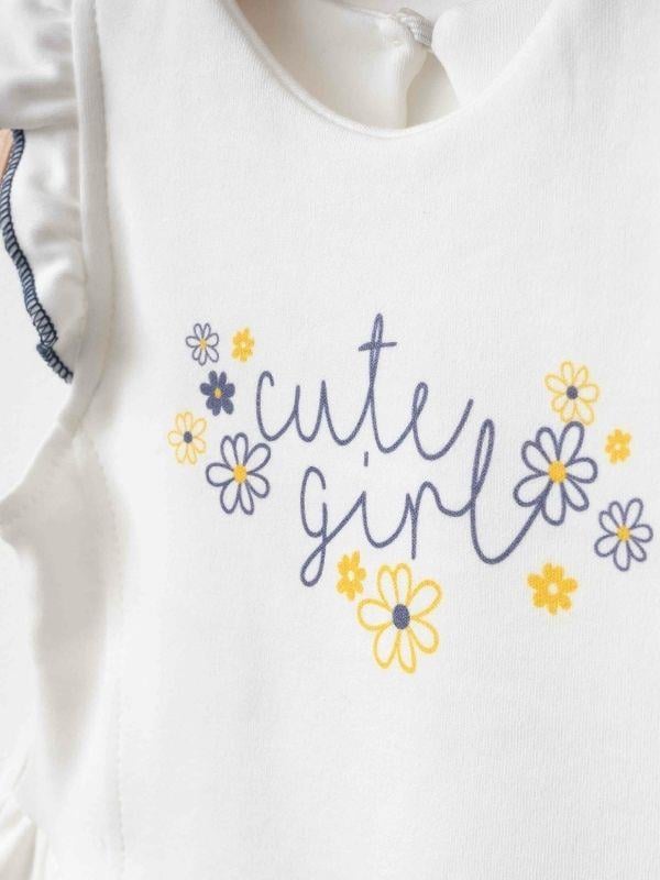 Kız Bebek Organik Pamuklu Papatya Desenli Şortlu Takım