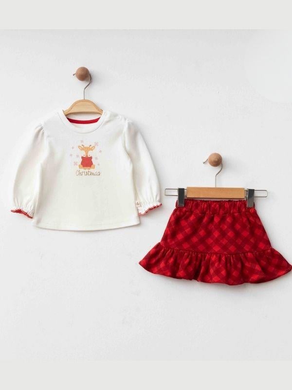 Kız Bebek Organik Yılbaşı Temalı Etekli Takım