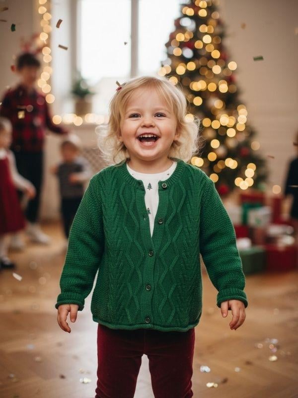 Kız Bebek Örgü Düğmeli Hırka