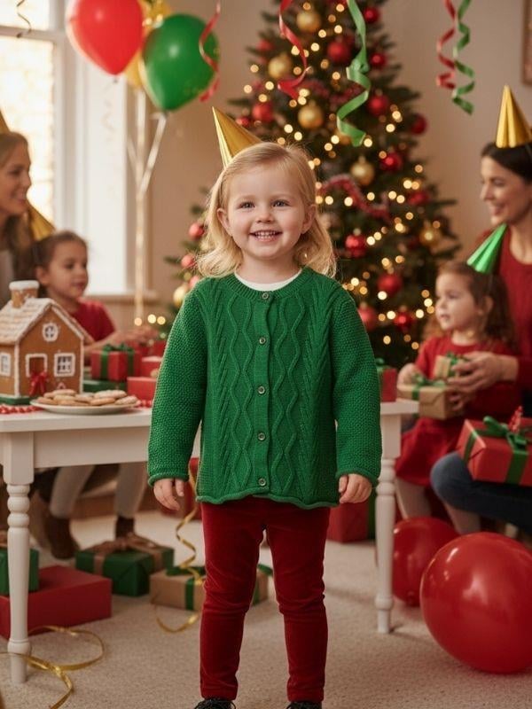 Kız Bebek Örgü Düğmeli Hırka