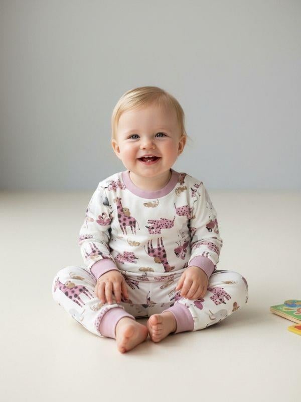 Kız Bebek Pamuklu Animal Desenli Pijama Takımı