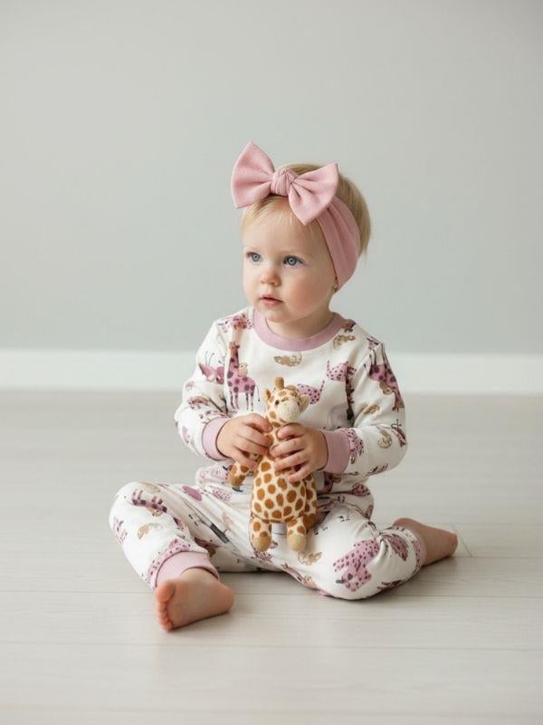 Kız Bebek Pamuklu Animal Desenli Pijama Takımı