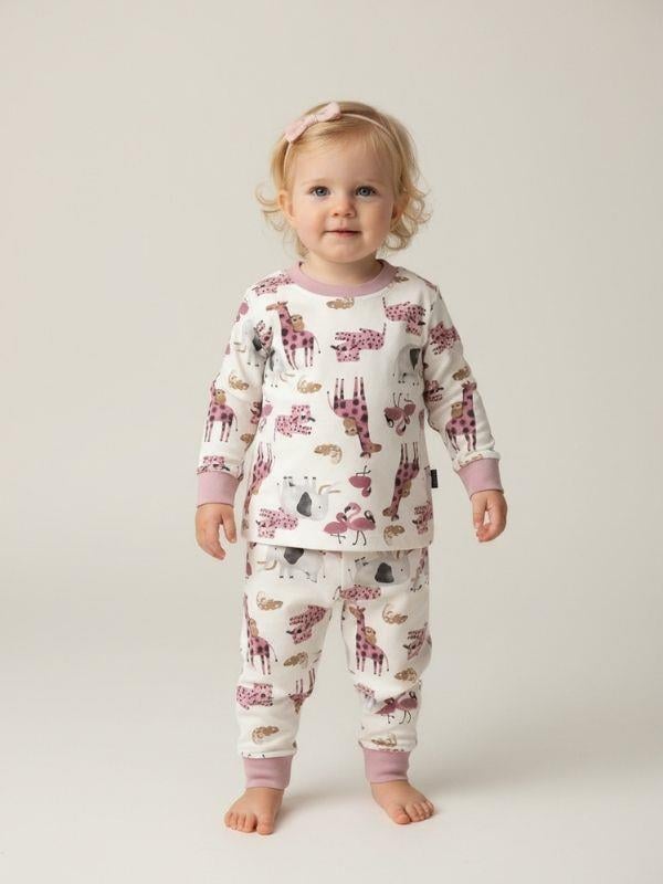 Kız Bebek Pamuklu Animal Desenli Pijama Takımı