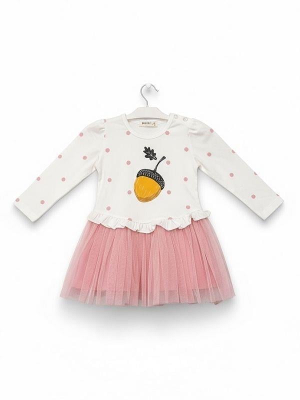 Kız Bebek Pamuklu Baskılı Tütülü Elbise