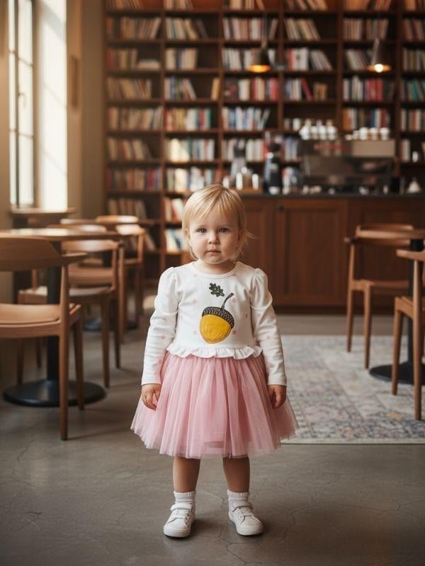 Kız Bebek Pamuklu Baskılı Tütülü Elbise