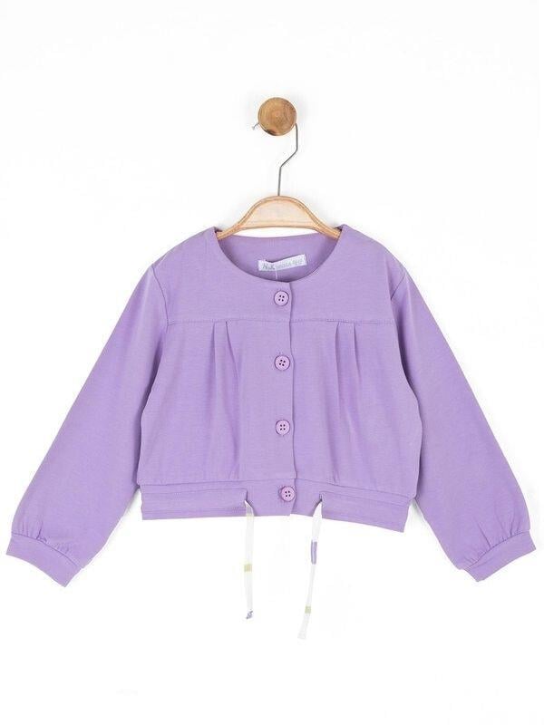 Kız Bebek Pamuklu Belden Büzgülü Düğmeli Hırka