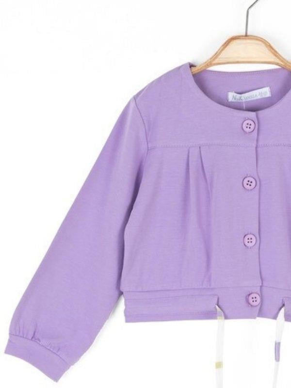 Kız Bebek Pamuklu Belden Büzgülü Düğmeli Hırka